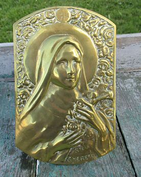 Stand up Brass Metal Plate St Therese of the infant Jesus Lovely