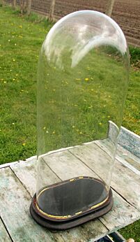 Xl Victorian Antique Oval Hand Blown Glass Dome Globe Mantel Clock 19.71"