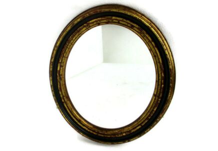 Ornate Oval Wood Wall Hanging Mirror Romantic Retro Vintage Gold Gilded