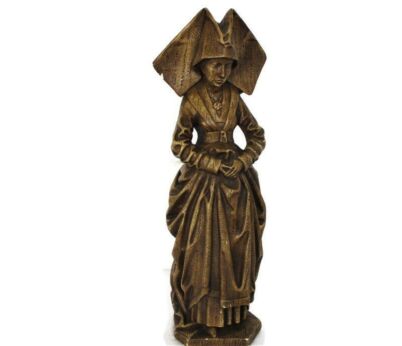 Large Statue Figurine Plaster Medieval Lady Woman 23.62" Vintage
