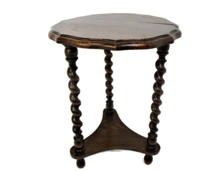 Barley Twist Wooden Side Wine Table Pedestal Plant Bonsai Stand Two Tier Barn Country Farmhouse Style