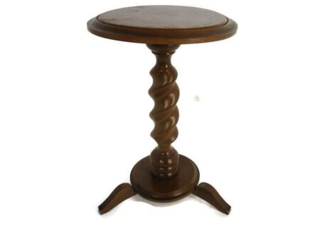 Small Barley Twist Tripod Side Display Table Pedestal Plant Bonsai Stand Barn Country Farmhouse Cottage Style