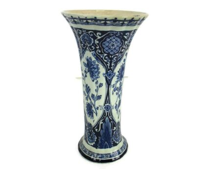 Delft Holland Blue White Porcelain Trumpet Vase Delft Marked Antique
