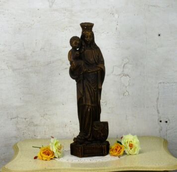 Brown Statue Virgin Mary Notre Dame de Flandres Our Lady of Flanders Plaster