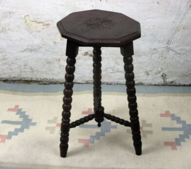 Small Bobbin Legs Wooden Side Occasional Wine Table Pedestal Carved Flower