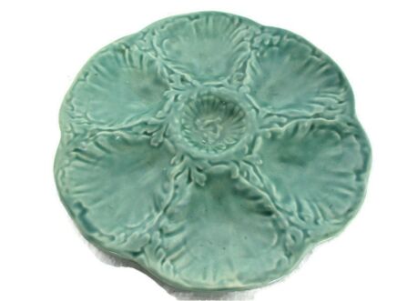 French Oyster Plate Porcelain Faience Majolica France Gien