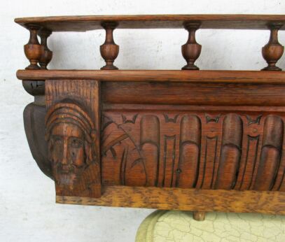 Hand Carved Oak Pediment Ornate Over door Architectural Reclaimed Figurine Head