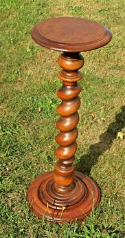 Huge Antique Carved wood Barley Twist Pedestal Display Table Plant Stand 32.68"
