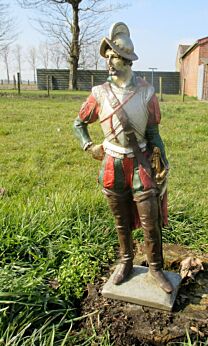 Very Rare Large Plaster Antique Statue Spanish Knight Conquistador Church 26.37"
