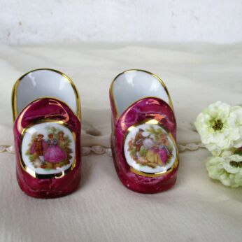 Miniature French Limoges Shoes Couple Victorian Scenes Porcelain Lovely