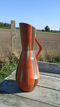 Lovely Vase Pitcher Jug Ceramic Mid Century Modern West Germany Orange Brown