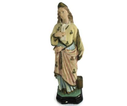 Vintage Statue Saint St Barbara of Nicomedië Tower Patron of Firemen Plaster HTF 15.94"