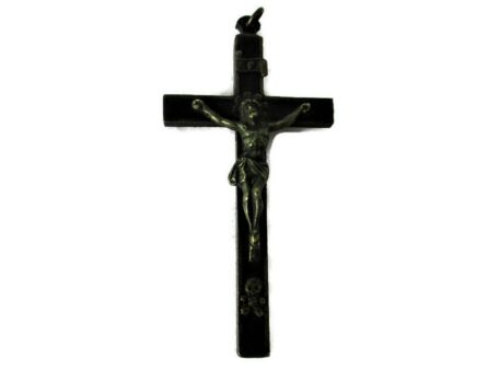 Small antique Brass  Hanging Crucifix Jesus Christ Priest Nun 4.33" Gorgeous