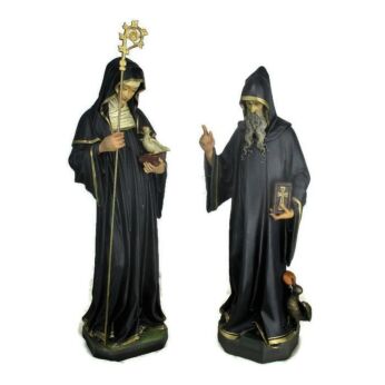 Couple Antique Church Quality Statues Twin Saints Saint Benedict Scholastica HTF