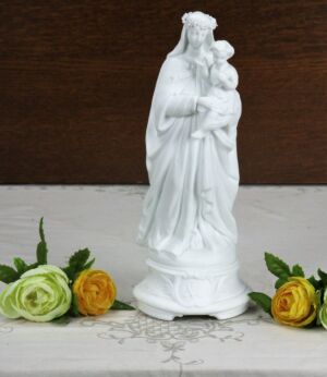 Gorgeous Antique 1900 Vieux Paris Porcelain Statue Virgin Mary Garland 9.45"