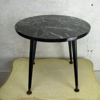 Vintage Small Side Table Plant stand   Legs Round Marble Style Top Lovely