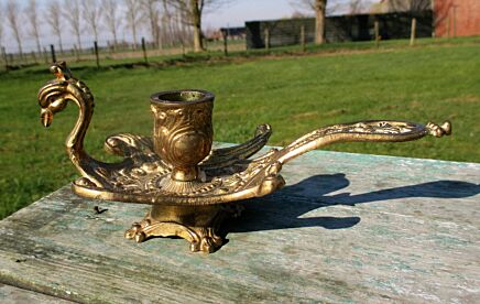 Vintage Brass Ornate Candle Holder Phoenix Griffin Dragon