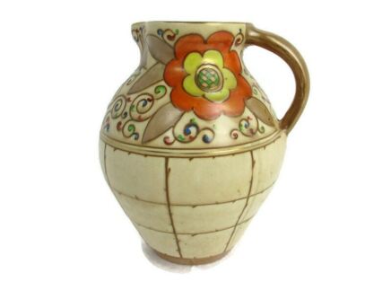 Charlotte Rhead Art Deco Pitcher Jar Ceramic Bursleyware Hand Painted
