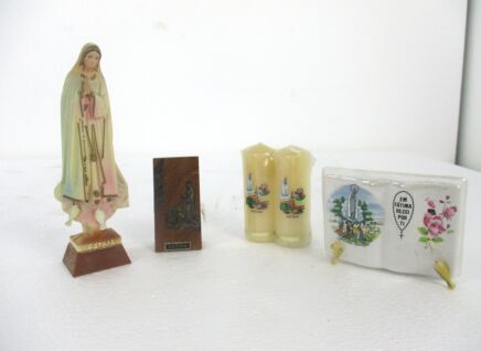 Set of 4 pcs  Lady Fatima Small Statue Our Lady Fatima Portugal Resin Madonna