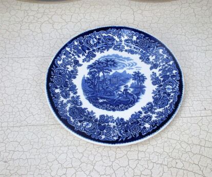Petrus Regout Maastricht Holland Plate Amazone Blue White Hound