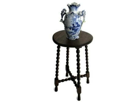 Wooden Side Wine Table Pedestal Plant Bonsai Stand Bobbin Legs Country Farmhouse Barn Style