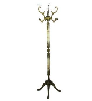 Onyx Marble Brass Hall Tree Coat Hat Rack Stand Hollywood regency Mermaids WOW