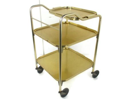 Woodmet Bar Cocktail Tea Cart Trolley Kitchen Island UK Gold Aluminium Very rare