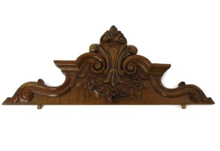 Gorgeous Hand Carved Wood Pediment Ornate Over door Architectural Reclaimed