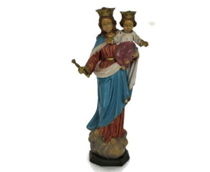 Statue Figurine Virgin Mary Our Lady Madonna Resin Infant Child Polychrome Reginna Hard Plastic
