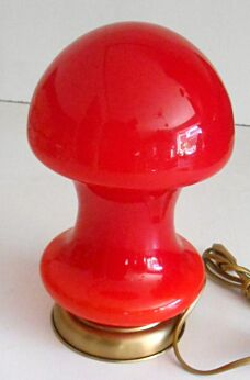 Spage Age 60s Italian Red Cased Glass mushroom Lamp Era Mazzega Vistosi Pop Art