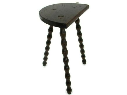 French Funky Hand Carved wood Tripod Milking Stool Pedestal Table Antique