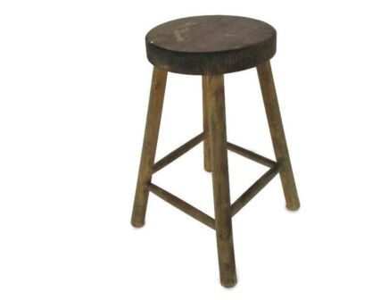 Vintage Hand Carved wood Milking Stool Pedestal Table Plant Flower Bonsai Stand Side Table Barn Country Style