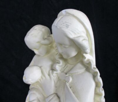 Statue Virgin Mary Our Lady Madonna Infant Jesus Tenderness Plaster Sweet 11.81"