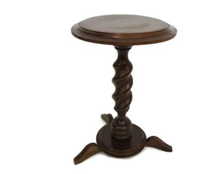 Small Barley Twist Tripod Side Display Table Pedestal Plant Bonsai Stand Barn Country Farmhouse Cottage Style