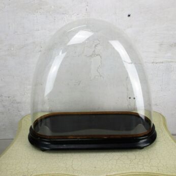 L Antique Victorian Oval Hand Blown Glass Globe Dome Steampunk Clock 14" x 16"