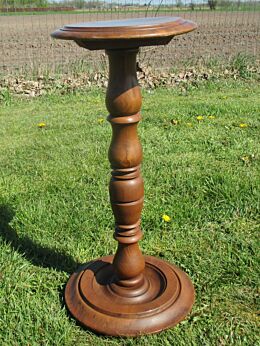 Vintage Hand Carved wood Pedestal Table Plant Stand Side Table 24.21"