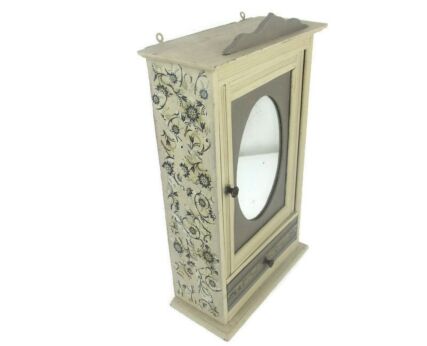 Apothecary Bathroom Medicine Kitchen Cabinet Wood Oval Mirror gorgeous Paint Job