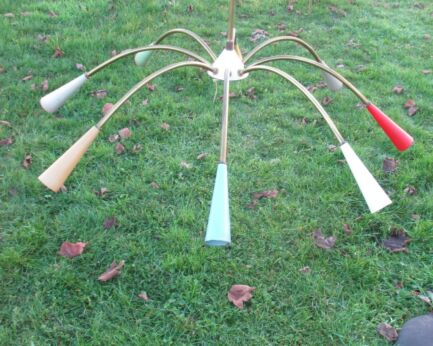 SOLD 8 Arm Era Stilnovo Mid Century Sputnik Chandelier Ceiling Lamp Vintage space age