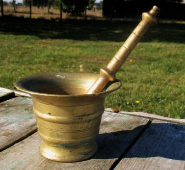 Antique Brass Mortar and Pestle