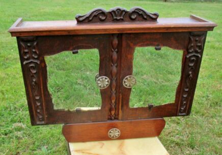 Antique Wood Double Apothecary Bathroom Medicine Wall Cabinet Art Deco MIrrors