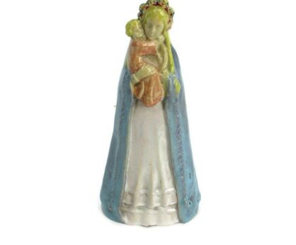 Statue Flemish Pottery Poterie Flamande Madonna Virgin Mary Infant Majolica 12"
