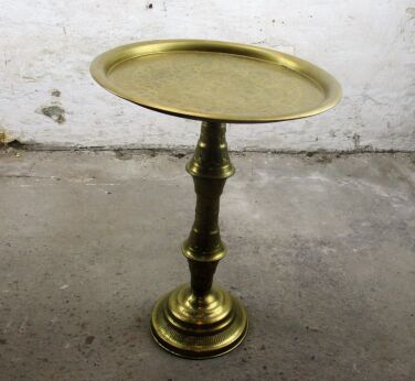 Vintage Tea Coffee Tea Side Occasional Table Round Ornate Light Brass