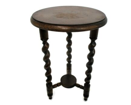Barley Twist Wooden Side Wine Table Pedestal Plant Bonsai Stand Two Tier Barn Country Farmhouse Style 19.68"