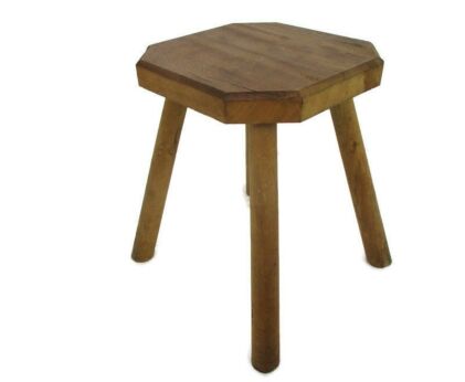 Old Milk Milking Stool Farmhouse Country Barn Style Side Display Table Pedestal Plant Stand Authentic