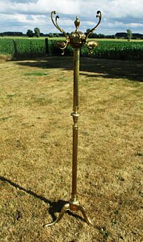 Ornate Antique Coat Hat Rack Hall Tree Stand Floor Brass Vintage