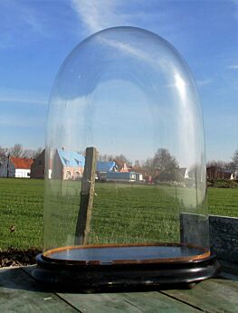 Victorian Antique Oval Hand Blown Glass Dome Globe Mantel Clock Steampunk 15.35"