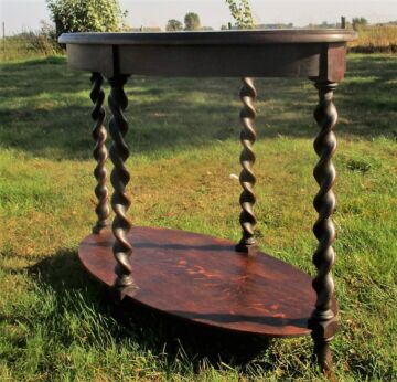 Antique Barley Twist Carved Wood Oval Coffee Side Table Gorgeous 19th century