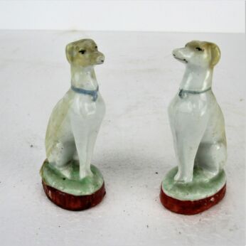 pair of miniature porcelain figurines Statues Whippet? dogs Lovely