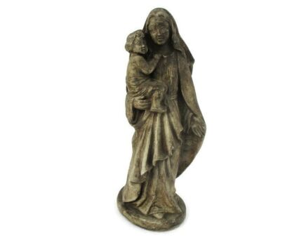 Statue Virgin Mary Our Lady Madonna Infant Child jesus Tenderness Plaster 14.56" vintage Signed M. Franceschi