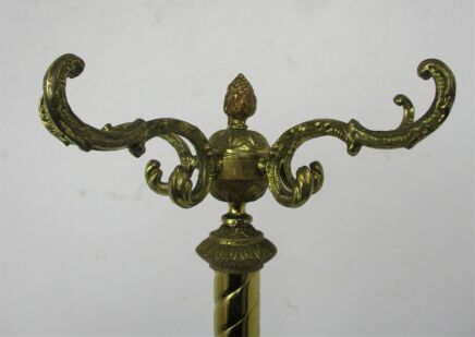 Hollywood Regency Twisted Brass Hall Tree Coat Hat Rack Round Marble Onyx Base